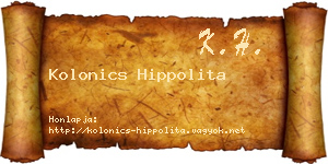 Kolonics Hippolita névjegykártya